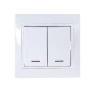 Выключатель двойной с подсветкой Lezard Mira белый с белой вставкой 701-0202-112