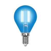 Лампа светодиодная филаментная Uniel E14 5W синяя LED-G45-5W/BLUE/E14 GLA02BL UL-00002989