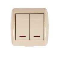 Выключатель двойной с подсветкой Lezard Nata кремовый 710-0300-112