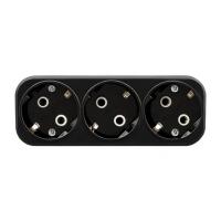 Разветвитель сетевой 3-местный с/з Stekker ADP16-23-20, 250V, 16A, ABS пластик, черный 50681