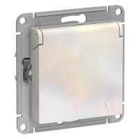 Розетка 2К+З Systeme Electric AtlasDesign 16A 250V со шторками и крышкой жемчужная ATN000446