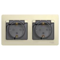 Розетка двойная 2К+З Systeme Electric Glossa 16A 250V со шторками бежевая GSL000247