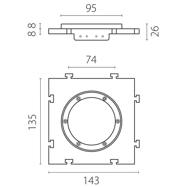 Рамка скрытого монтажа (суппорт д/натяжного потолка) д/встраиваемых светильников с наружным диаметром 80-90мм Anello Lightstar 012000