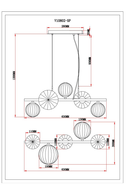 Подвесная люстра Moderli Renny V10802-5P