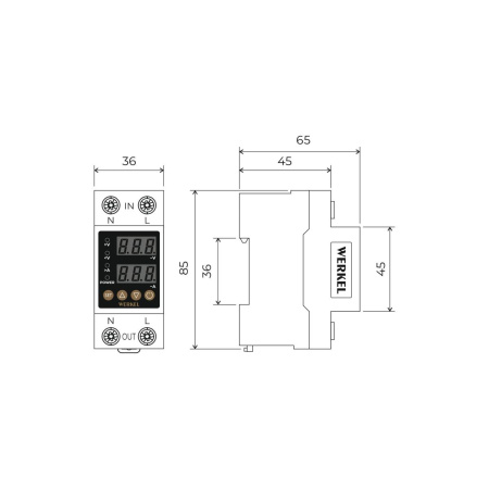 Реле напряжения Werkel 1P+N 63А W932P63R 4690389204425